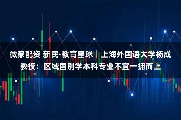 微豪配资 新民·教育星球｜上海外国语大学杨成教授：区域国别学本科专业不宜一拥而上